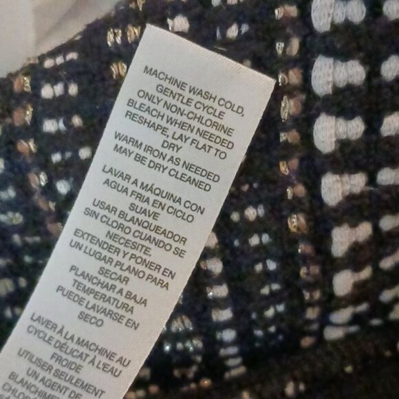 Chico's Cardigan Sweater Black White Knit Metallic One Button Womens Size XS - Picture 8 of 9